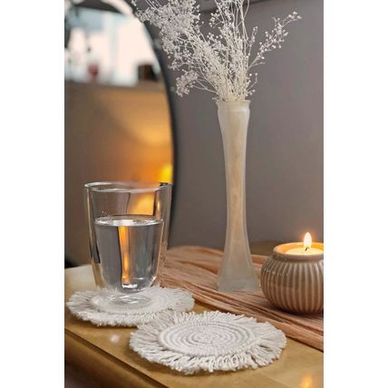 Beige Boho Tassel Macrame Placemats 15*15cm