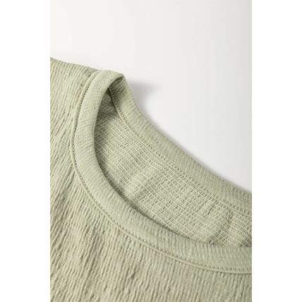 Laurel Green Textured Round Neck Half Sleeve Blouse