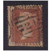 1858/79 1D RED PLATE (80) CORNER LETTERS(I.O) F/U CDS