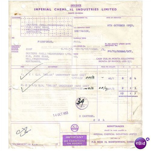1953 ICI IMPERIAL CHEMICAL INDUSTRIES LTD CHESHIRE 9OCT