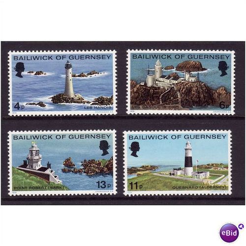 GUERNSEY 1976 LIGHTHOUSES SET 4 VALS U/M MINT