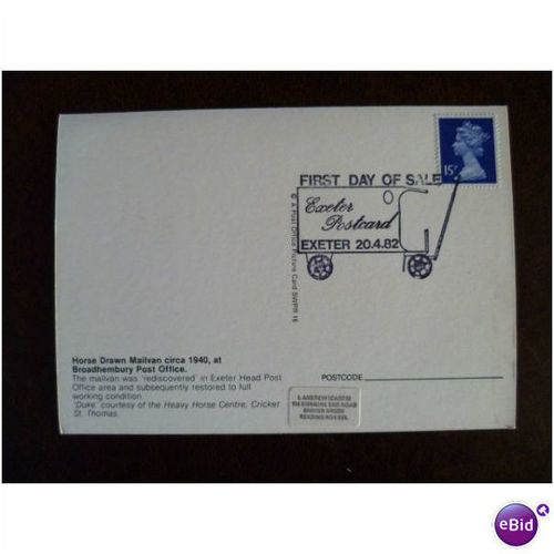 Horse Drawn Mail Van 1940 Broadhembury Post Office 1982 SWPR 16 Postcard FDI shs