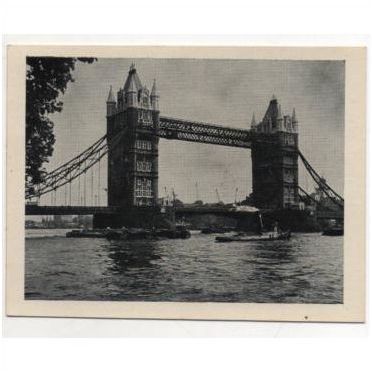 Tower Bridge over Thames, London UK. Vintage souvenir snapshot photograph