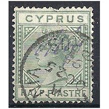 Cyprus 1892 SG31 1/2pi Blue-Green Watermark Crown CA Die II Fine Used ..
