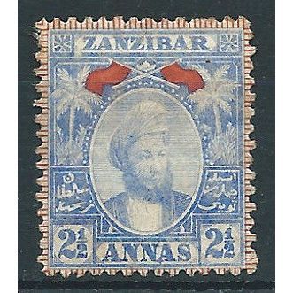 Zanzibar 1896 SG161 2 1/2a Pale Blue Mounted Mint ....