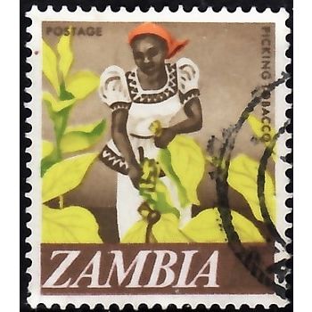 ZAMBIA, 1968 10n Picking Tobacco, SG134 (Scott #44), used