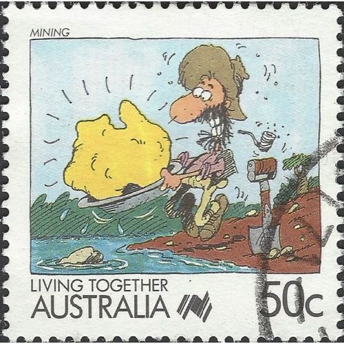 AUSTRALIA, Living Together, Mining, blue 1988, 50c, #7