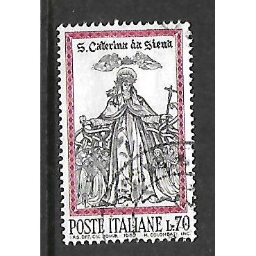 ITALY 1962 ST CATHERINE OF SIENA 70L BLACK & RED SG 1075 FINE USED#
