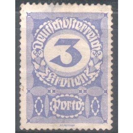 Austria 1920 - SGD396A - 3k blue - Postage Due - MH