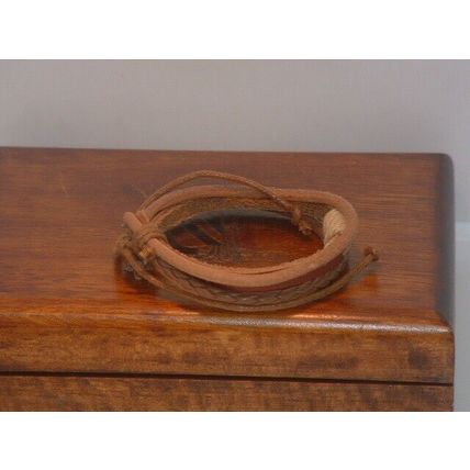 New Leather Brown 3 Layer String Tie Fashion Bracelet