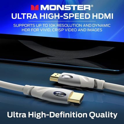 Monster 18Gbps 4K HDMI 2.0 Cable-4 FT-18Gbps-4K HDR-3D-1080P-Ethernet-WHITE-FAST