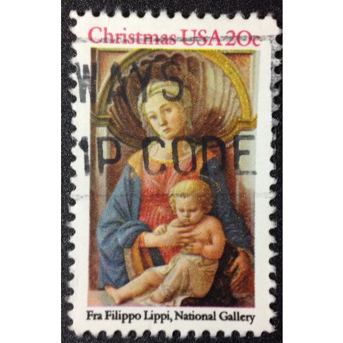 US Stamp #2107 used: 1984 20c Christmas, Madonna & Child [2]