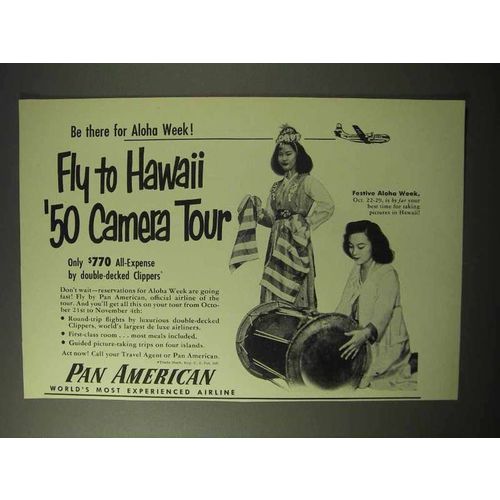 1950 Pan American Airlines Ad - Fly to Hawaii