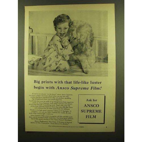 1953 Ansco Supreme Film Ad - That Life-Like Luster