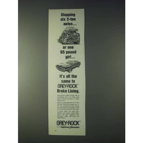 1972 Grey-Rock Brake Lining Ad - Stopping
