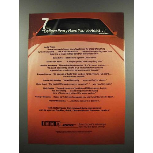 1983 Delco-Bose Sound Systems Ad - Believe Every Rave