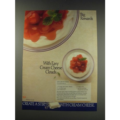 1991 National Dairy Board Ad - recipe for Easy Cream Cheese Clouds