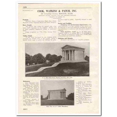 COOK WATKINS PATCH INC 1931 granite barre coopersburg vintage catalog