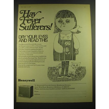 1968 Honeywell Portable electronic air cleaner Ad - Hay fever sufferers!