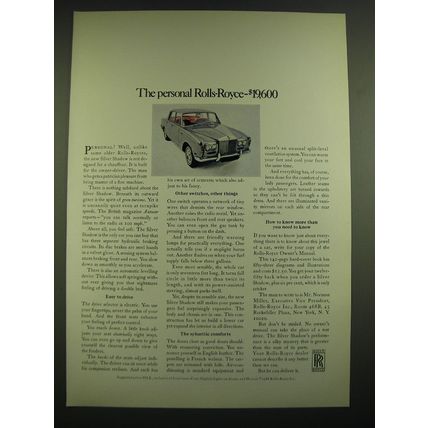 1968 Rolls-Royce Silver Shadow Ad - The personal Rolls-Royce - $19,600