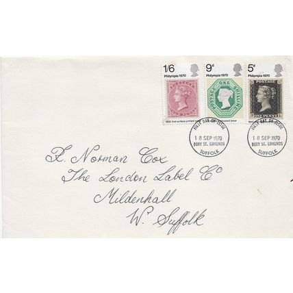 GB 1970 Philympia set FDC Bury St Edmunds pm