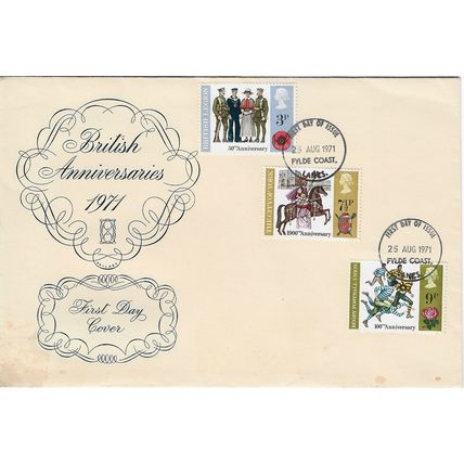 GB 1971 British Anniversaries FDC Fylde Coast pm