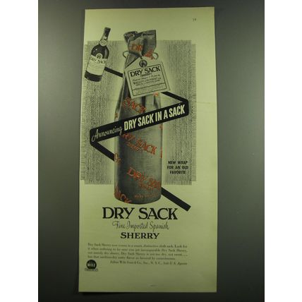 1949 Dry Sack Sherry Ad - Announcing Dry Sack in a Sack