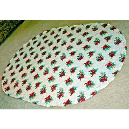 Christmas Bouquet Design Fabric Rounded Rectangle Tablecloth 84" X 59.5"