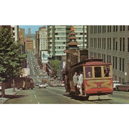 San Fransisco Cable Car Street in 1980 Rare Postcard