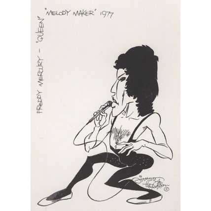 Freddy Mercury Of Queen PB Painting Melody Maker 1977 Postcard