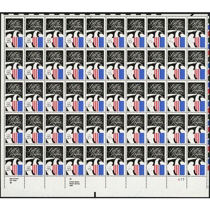 2421a, 25¢ MNH Transitional Color Omitted Error Sheet of 50 - Stuart Katz