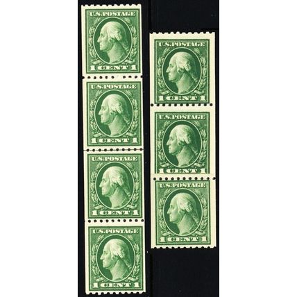 441, Mint NH 1¢ Line Strip & Pasteup Strip (2 shades) - Stuart Katz