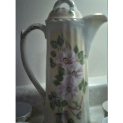 Ceramic Chocolate set Pot and 4 cups floral design