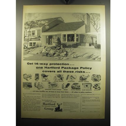 1957 The Hartford Insurance Ad - Get 14-way protection