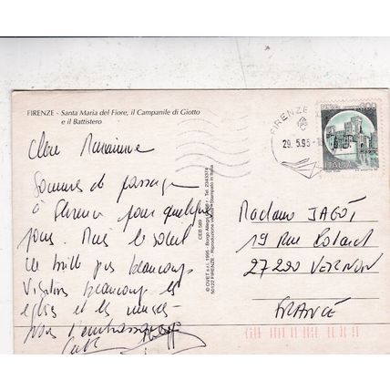 Firenze Santa Maria Fiore Italy Postcard posted 1995 corner crease