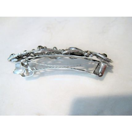 Blue or smoke gray peacock crystal hair barrette clip bridal clip bridal