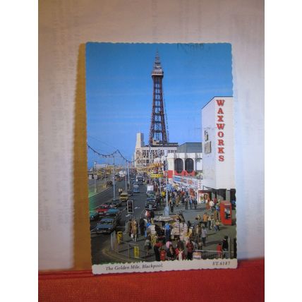 THE GOLDEN MILE, BLACKPOOL, LANCASHIRE used vintage postcard by Bamforth 1985 p=