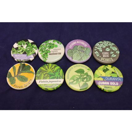 Set Of 8 Plant Herb Kitchen Garden 1.25” Button Fridge Magnets