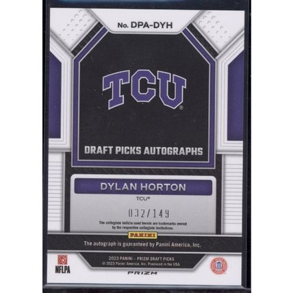 2023 Panini Prizm Draft Picks Draft Picks Autographs Blue Dylan Horton 32/149