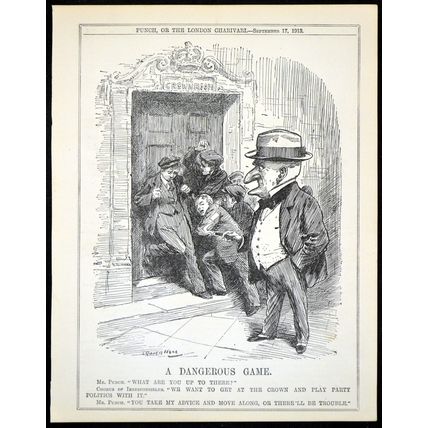 DANGEROUS GAME 1913 Leonard Raven-Hill PUNCH CARTOON PAGE