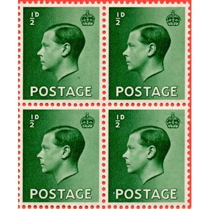 GB 1936 Edward VIII 0.5d block of 4 Mint SG457