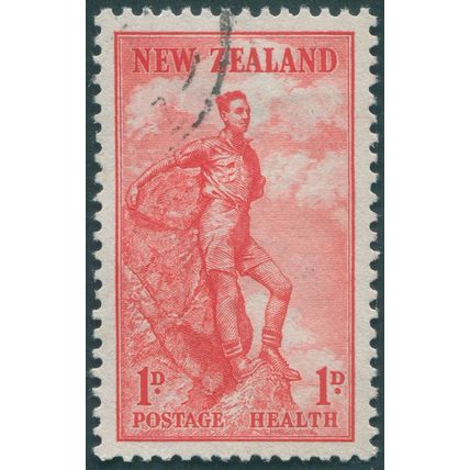 New Zealand 1937 1d+1d scarlet Health SG602 used