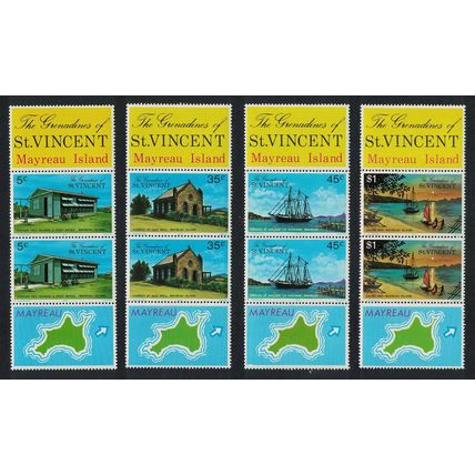 St. Vincent Gren Mayreau Island Church Pairs Both Labels 1976 MNH SG#89-92