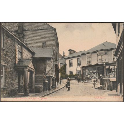 Old Houses in Church Street, Liskeard, Cornwall, 1907 - Stengel Postcard