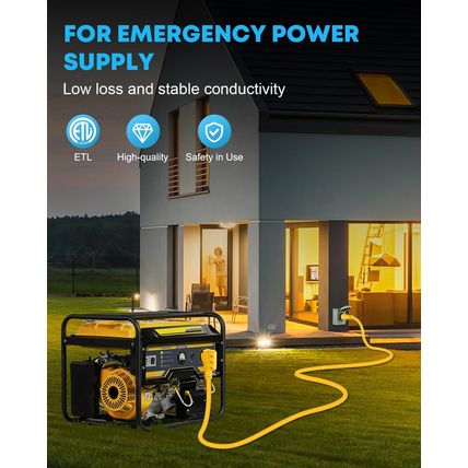 Kohree 50 Amp Generator Cord and Pre-Drilled Power Inlet Box, 15FT 4 Prong NEMA
