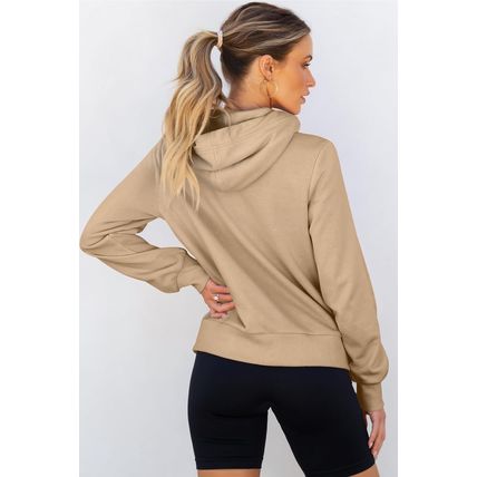 Parchment Zipped Pocket Cozy Drawstring Hoodie