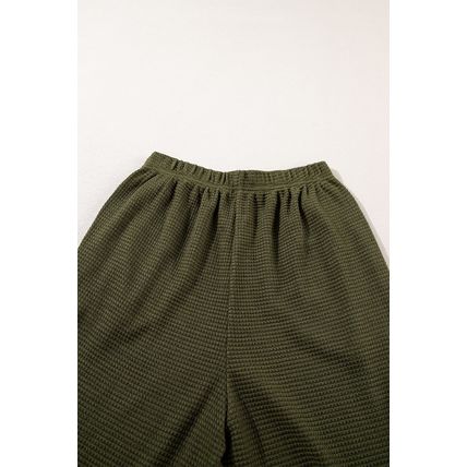 Four Leaf Clover Solid Color Textured Buttoned Shirt and Casual Pants Set