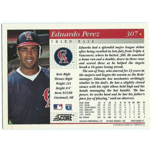 1994 Score - #307 - Eduardo Perez