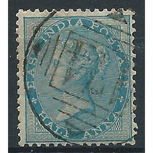India 1856 SG37 1/2a Blue Fine Used . . ..
