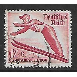 GERMANY 1935 WINTER OLYMPIC GAMES 12pf + 6pf RED SKI JUMPING SG 598 FINE USED